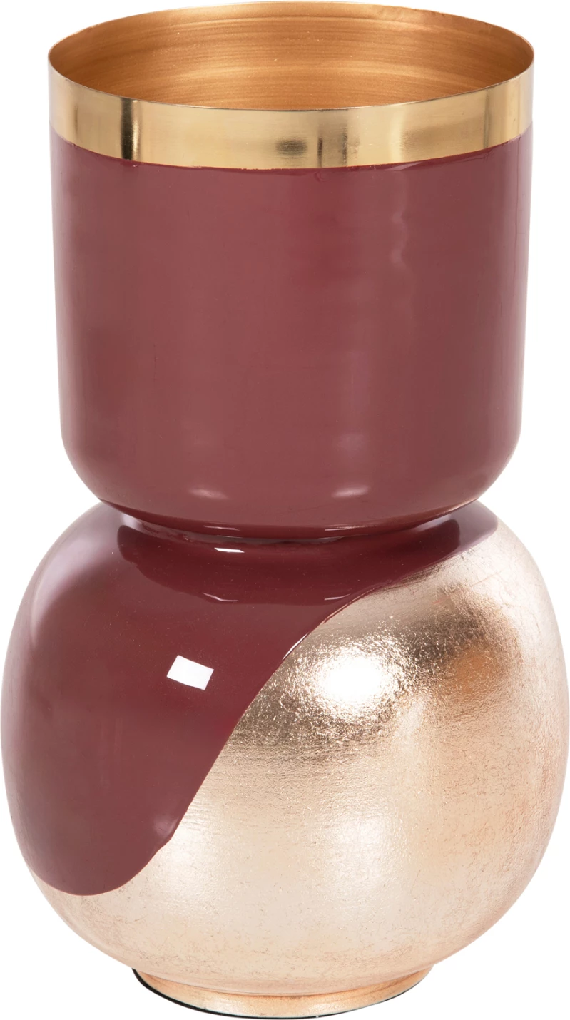 Vazo tavoline LINGON FH4233.06 metalike, ngjyrë qershie-ari perle, Φ21x37,5H cm