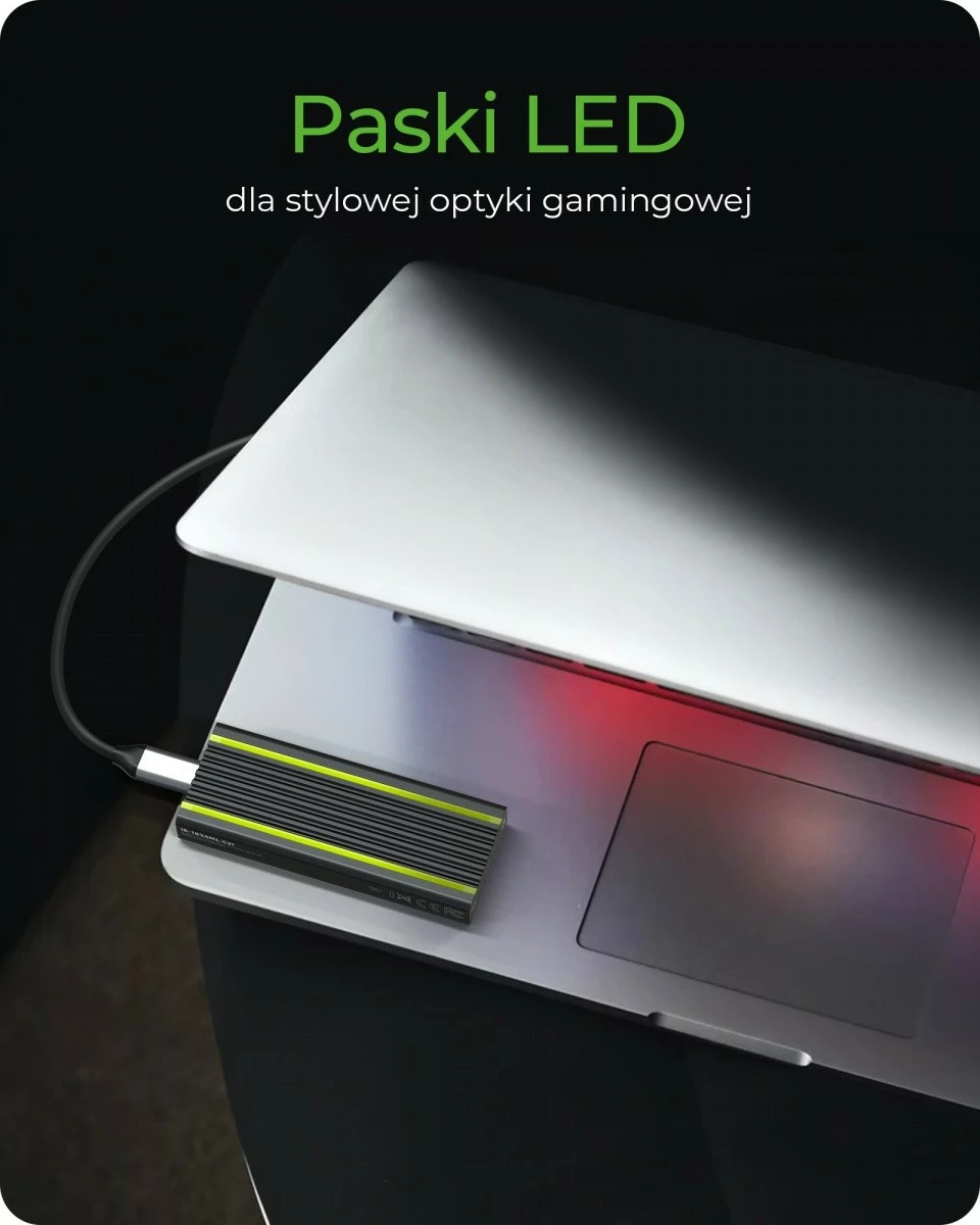 Kasë IcyBox IB-1824ML-C31 për SSD M.2 NVMe, RGB, e zezë