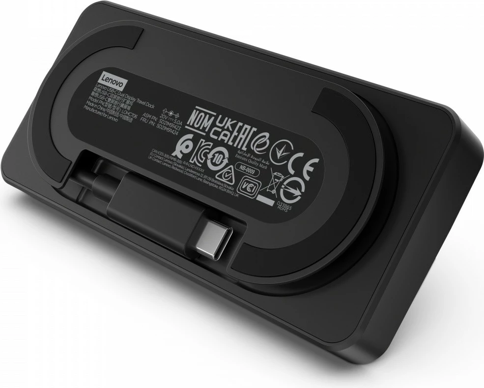 Dok USB-C udhëtimi Lenovo 40B90100EU dy ekrane 4K, DP/HDMI, RJ-45, USB 3.2, PD deri 100 W, i zi, set me furnizues 100 W