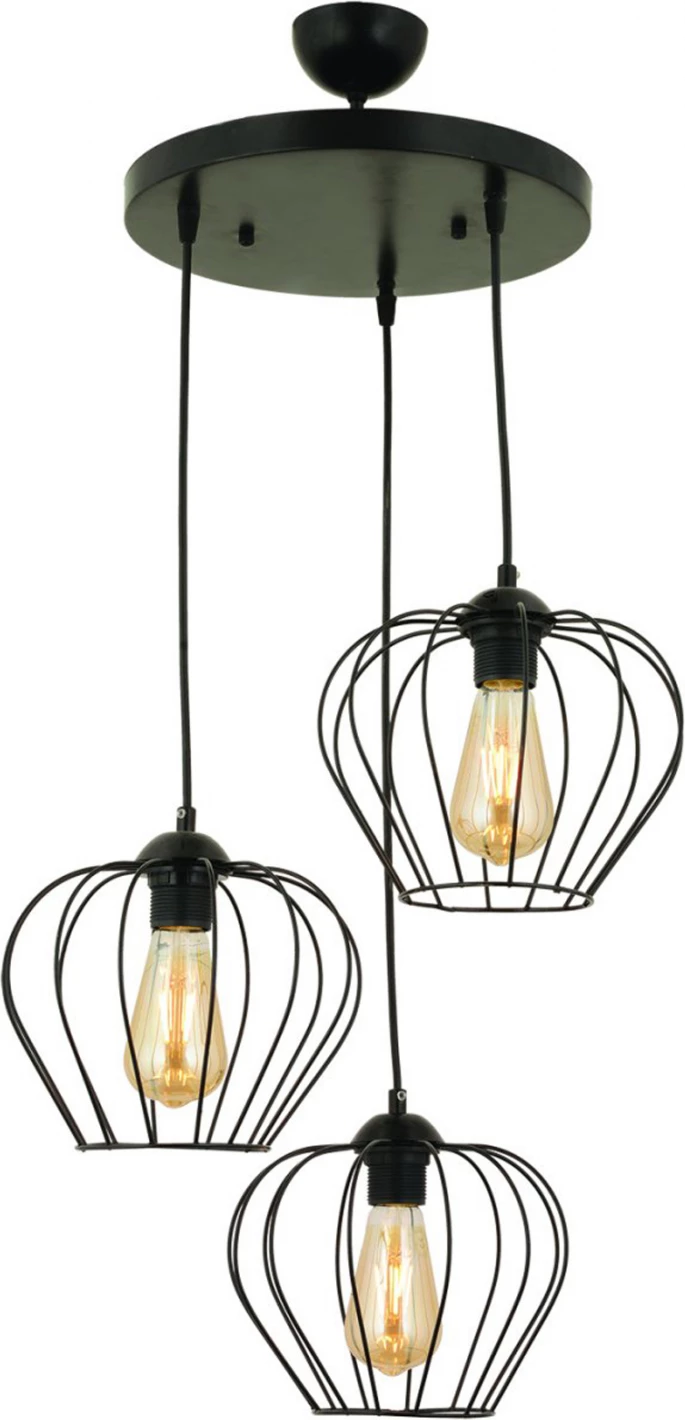 Llampë varëse 3-dritash, metalike, e zezë, FH7564.01, 40x80 cm