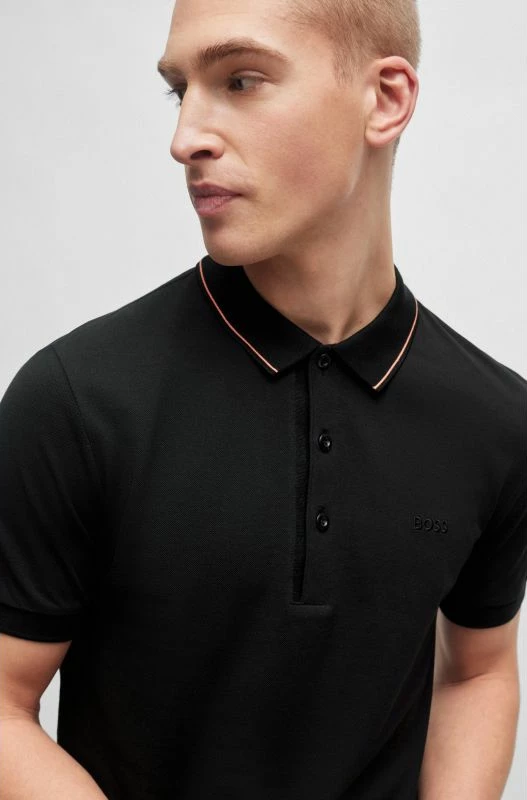Maicë polo Boss për meshkuj, e zezë