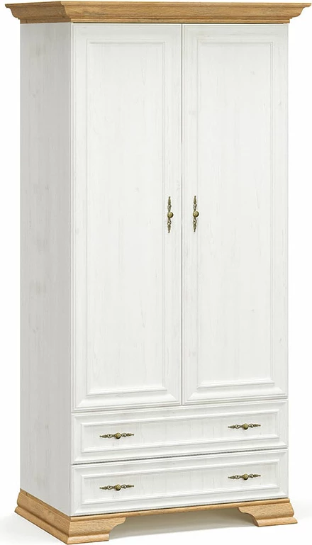 Dollap Jaden dy fletësh ngjyrë lisi të artë-bardhë antik 101x62x197,5cm