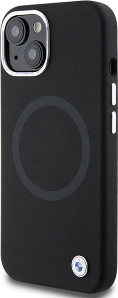 Mbështjellës BMW Signature Liquid Silicone MagSafe për iPhone 15 Plus/14 Plus, i zi