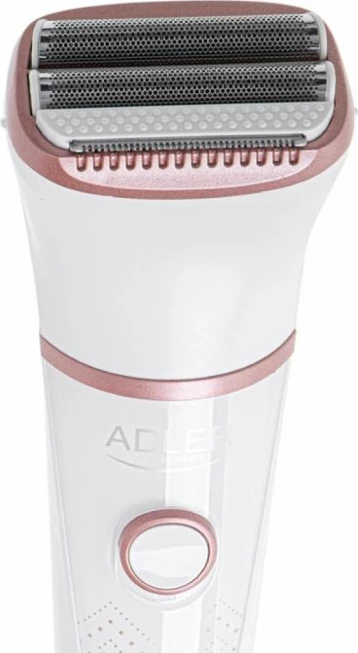 Makinë rroje për femra Adler AD 2941, wet/dry, IPX7, 2 koka, me krehër udhëzues + brushë pastrimi, e bardhë me detaje rozë