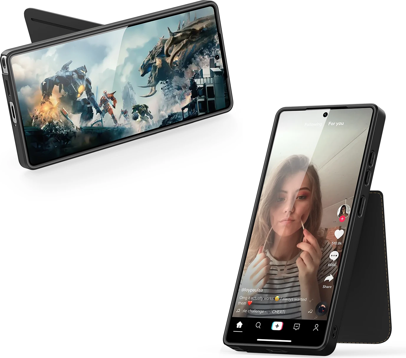 Mbështjellës Dux Ducis Rafi II për Samsung Galaxy S25 Ultra, me stand dhe xhepa për kartela, i zi