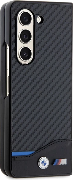 Mbështjellës BMW Leather Carbon për Samsung Galaxy Z Fold 5, i zi