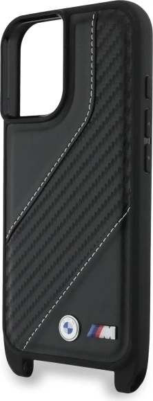 Mbështjellës BMW M Edition Carbon Stripe & Strap për iPhone 16, i zi