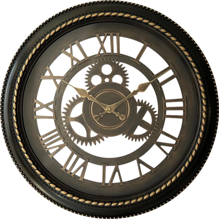 Orë muri Ferm Inart, ngjyrë e zezë antike dhe ari, D61x6cm