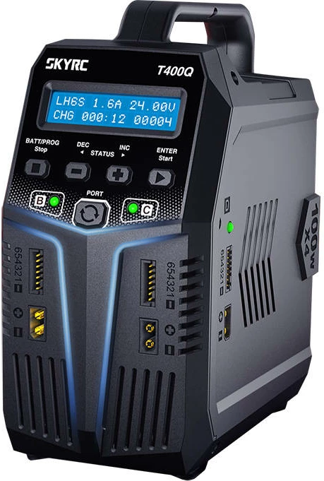Karikues SkyRC T400Q, 4 porta, 100W, 12A, i zi