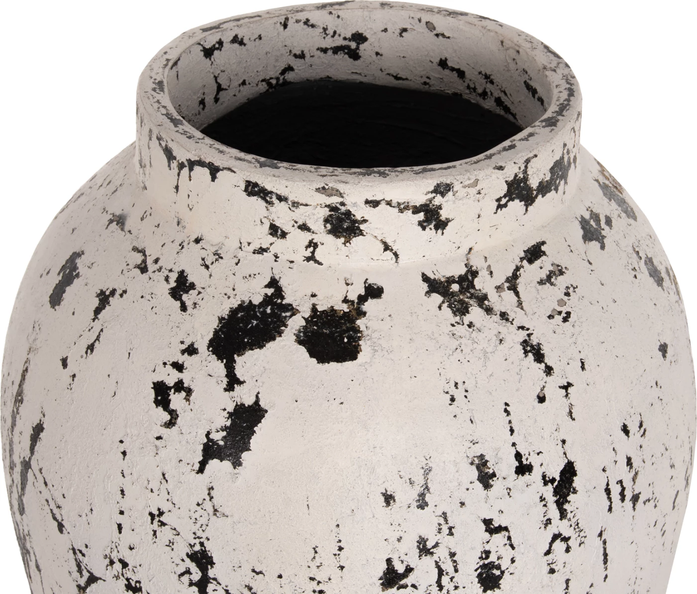 Vazo dekorative për dysheme me bazë pjatë LAUREL FH7927 terrakotë në patinë të bardhë Φ55x120Hcm