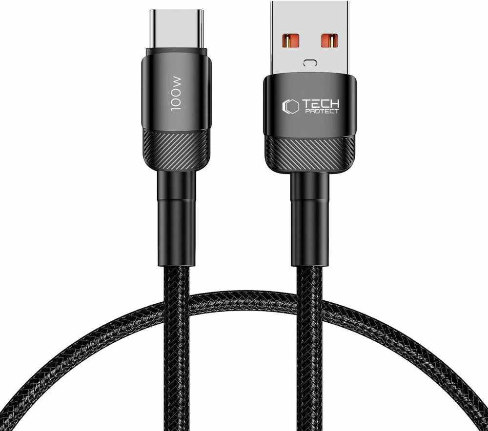 Kabllo Tech-Protect UltraBoost Evo, USB-C / USB-A, 0.5m, 100W, e zezë