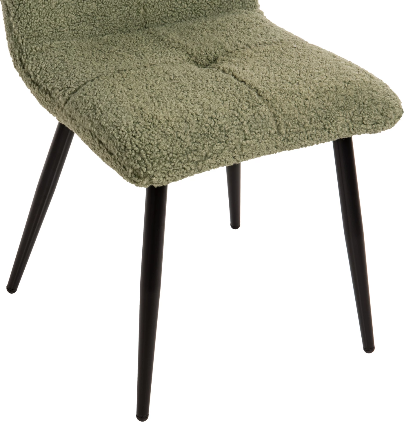 Karrige SHELLY FH8590.03, pëlhurë TEDDY, ngjyrë fistik e gjelbër-këmbë metalike të zeza, 48x64x87H cm., set prej 2 copë