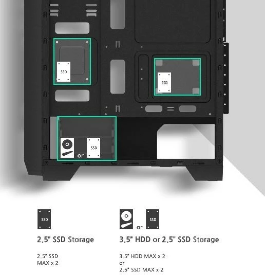 Kasë Zalman S2 TG, ATX Mid Tower, xham i temperuar, e zezë