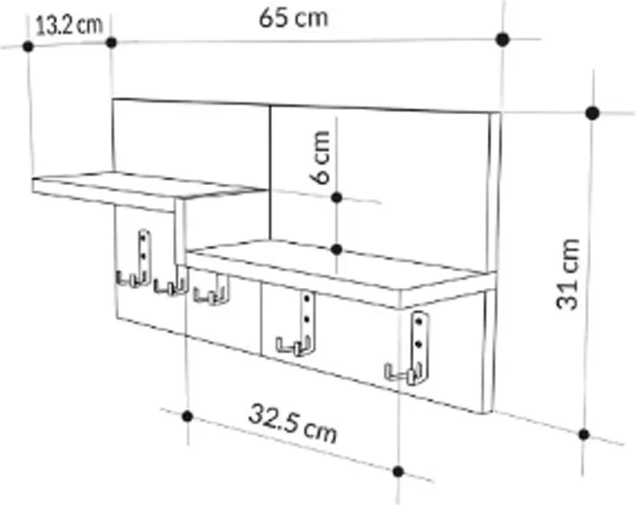 Krevat për hyrje me raft NYDA FH18079.02 melaminë, ngjyrë arre e zezë, 65x13.2x31 cm