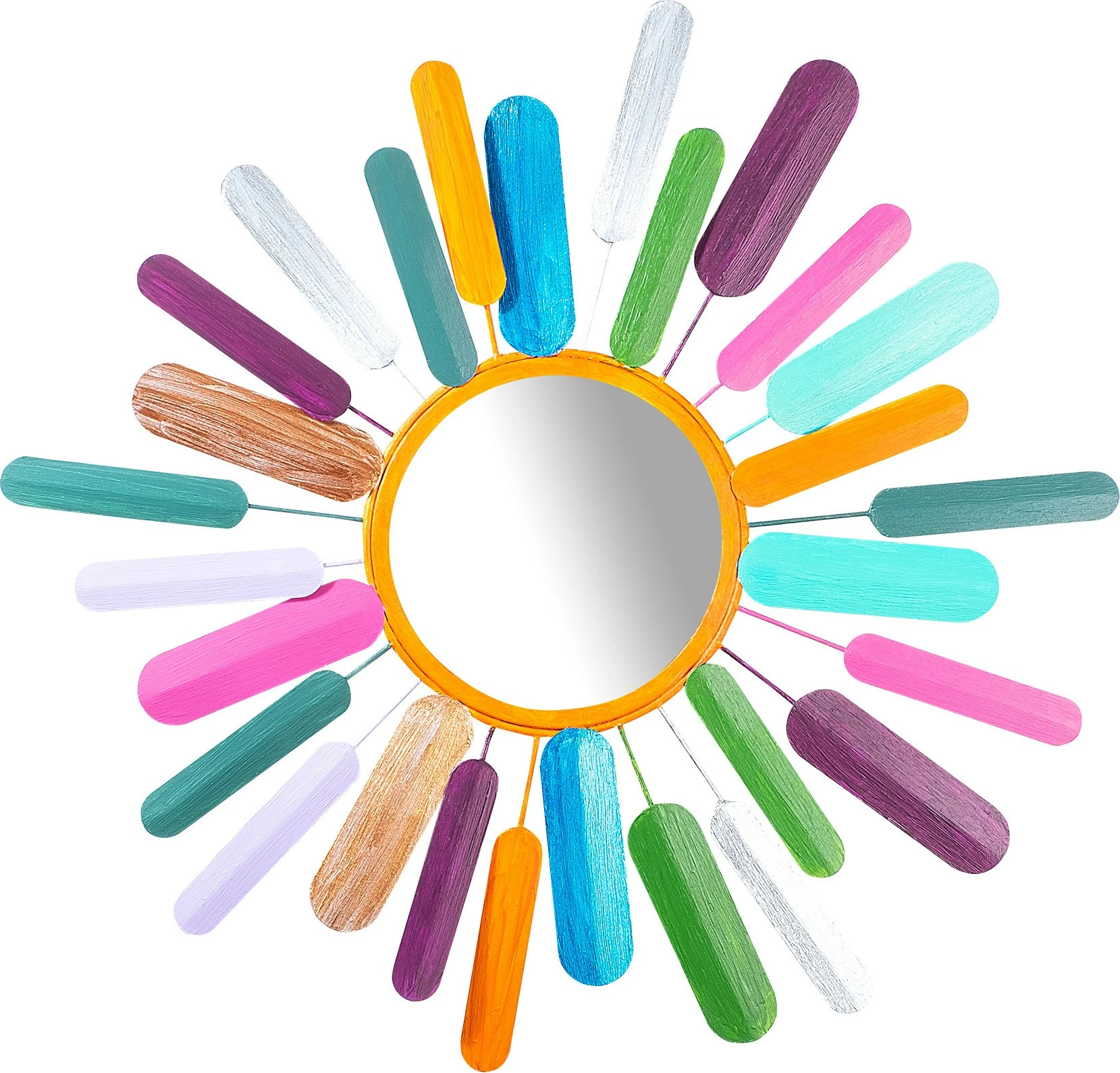 Aksesor dekorativ metalik për mur, pasqyrë Sun, Wallity