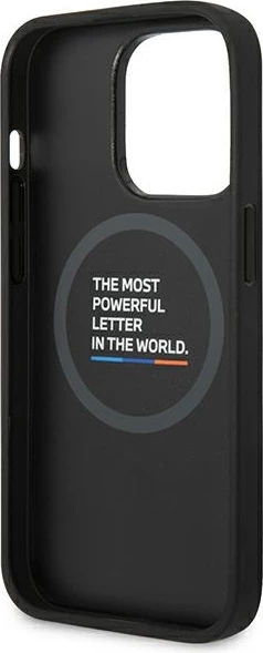 Mbështjellës BMW BMHMP14X22PTDK për iPhone 14 Pro Max 6.7", lëkurë, MagSafe, zi