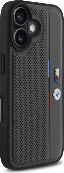 Mbështjellës BMW M Perforated Tricolor Detail Line për iPhone 16, Gri e errët