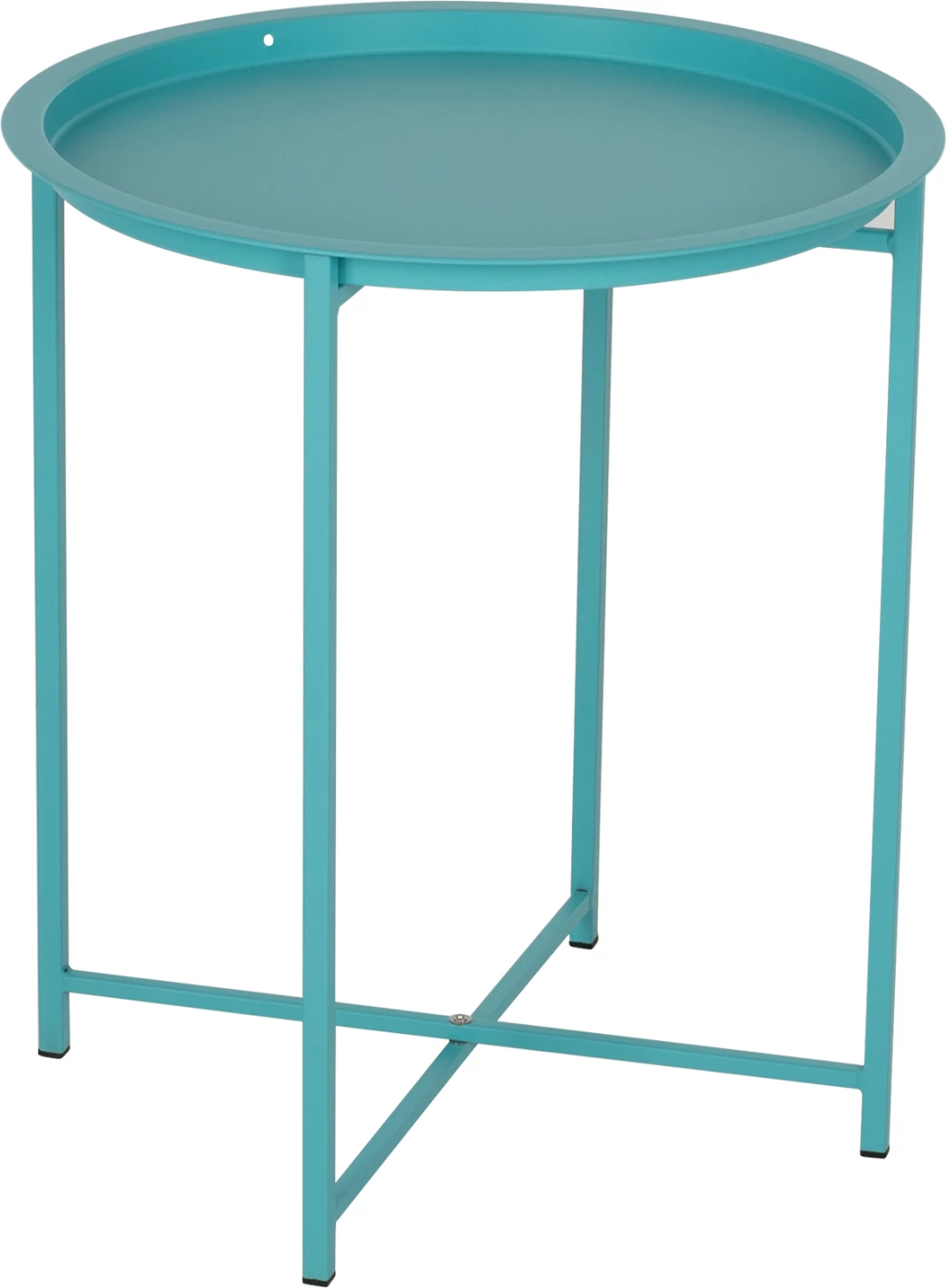 Tavolinë anësore e palosshme SAMUEL FH5287.08 me tabaka të lëvizshme ngjyrë metalike turke Φ46x53Hcm