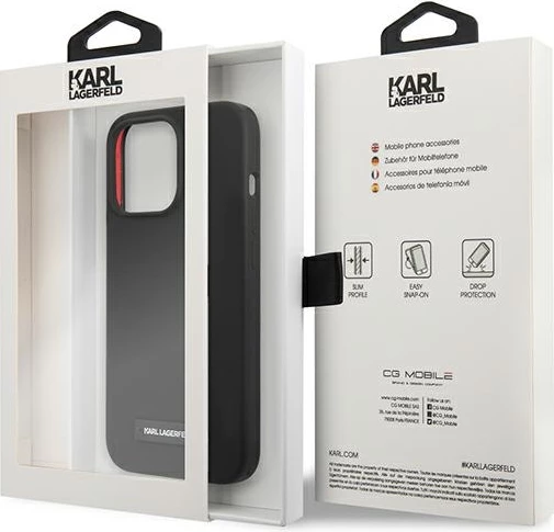 Mbështjellës Karl Lagerfeld KLHCP13XSLMP1K për iPhone 13 Pro Max 6.7", silikon, i zi