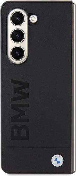 Mbështjellës BMW Leather Hot Stamp për Samsung Galaxy Z Fold 5, i zi