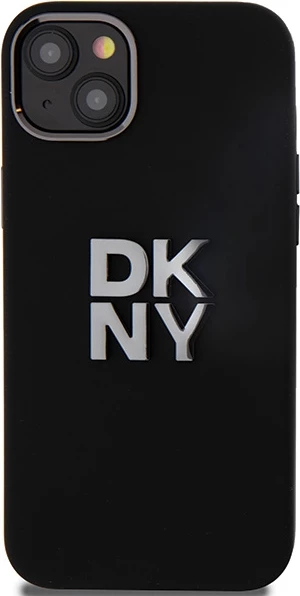 Mbështjellës DKNY Liquid Silicone Metal Logo për iPhone 15 Plus / 14 Plus, e zezë