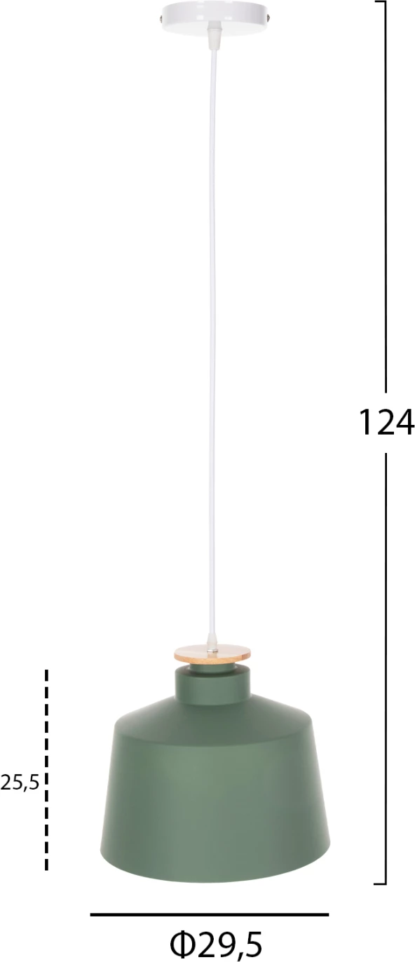 Llambë varëse tavani, kapak alumini i gjelbër, kabllo e bardhë, FH4158.05, Φ30x123,5H cm