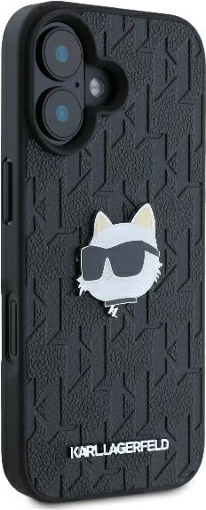 Mbështjellës Karl Lagerfeld Monogram Choupette Head Pin për iPhone 16, i zi