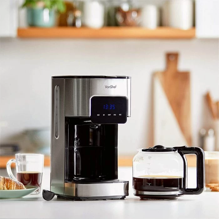 Makinë kafeje filter VONSHEF 2000096, 1.5L, 900W, deri 12 filxhanë, me pjatë ngrohëse, inox/argjendtë