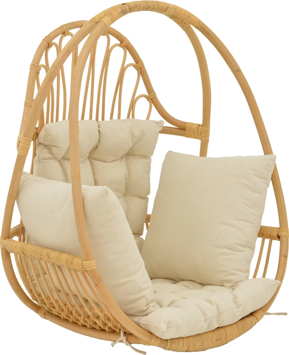 Luhatëse varëse Jorg, ratan natyral, jastëk krem, 80x59x105cm