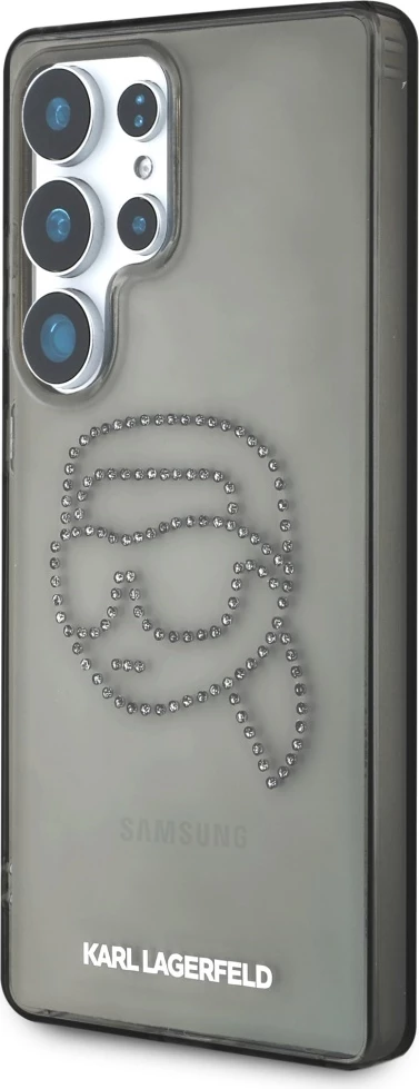 Mbështjellës Karl Lagerfeld Rhinestones Karl Head Logo për Samsung Galaxy S25 Ultra, zi