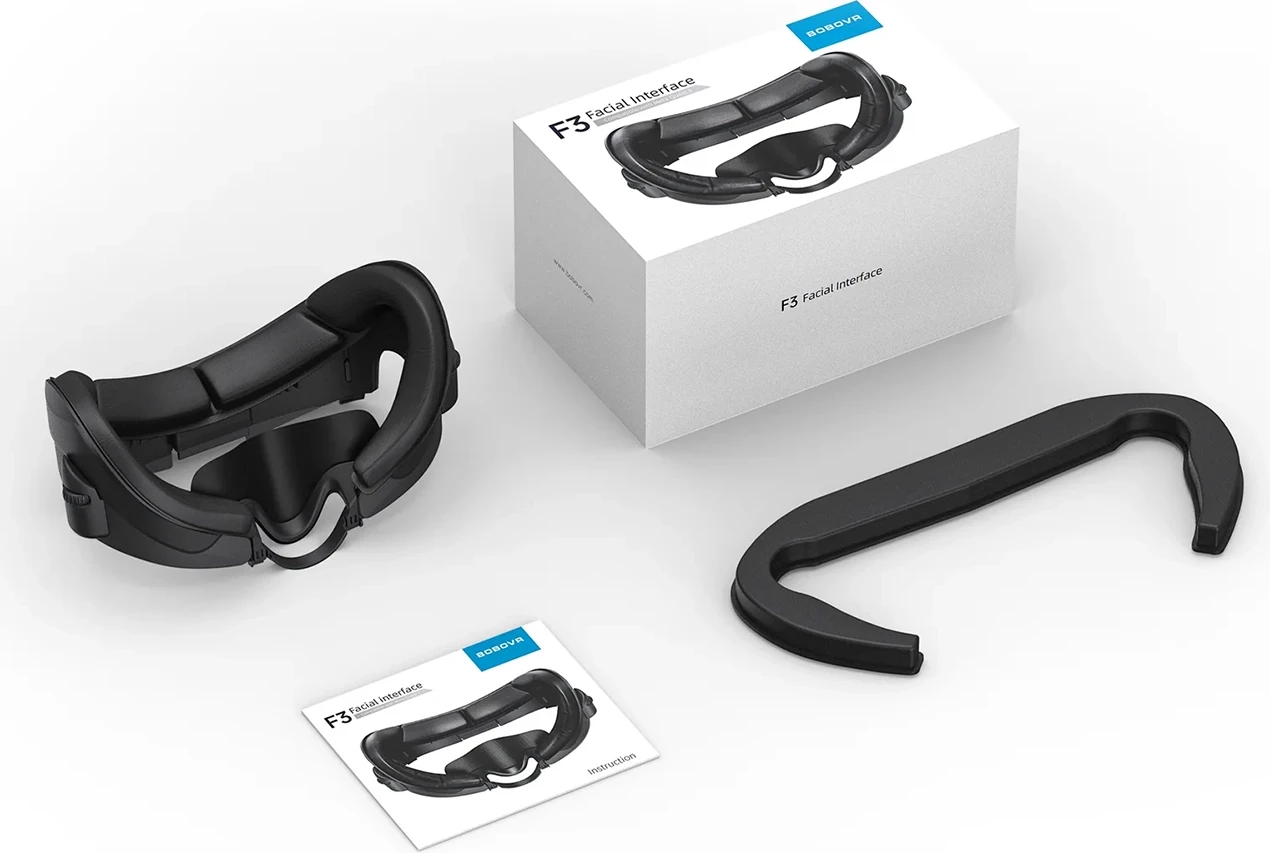Ndërfaqe fytyre VR, BoboVR F3, për Meta Quest 3, rregullim distance, ventilim me tre kanale, e zezë