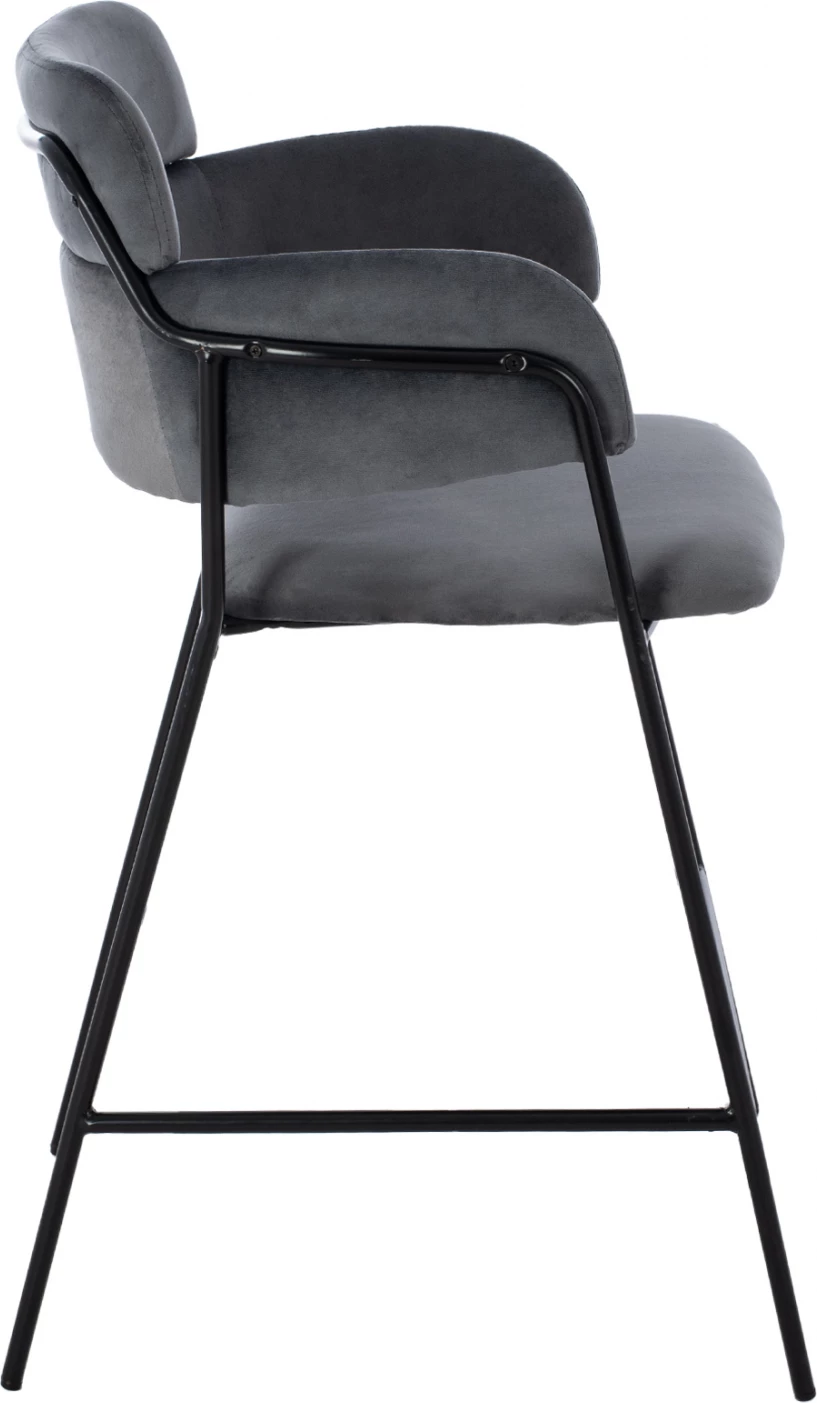 Karrige për bar, lartësi mesatare, FH8735.01, kadife gri me kornizë metalike, 54x58x95Y cm., set prej 2 copë