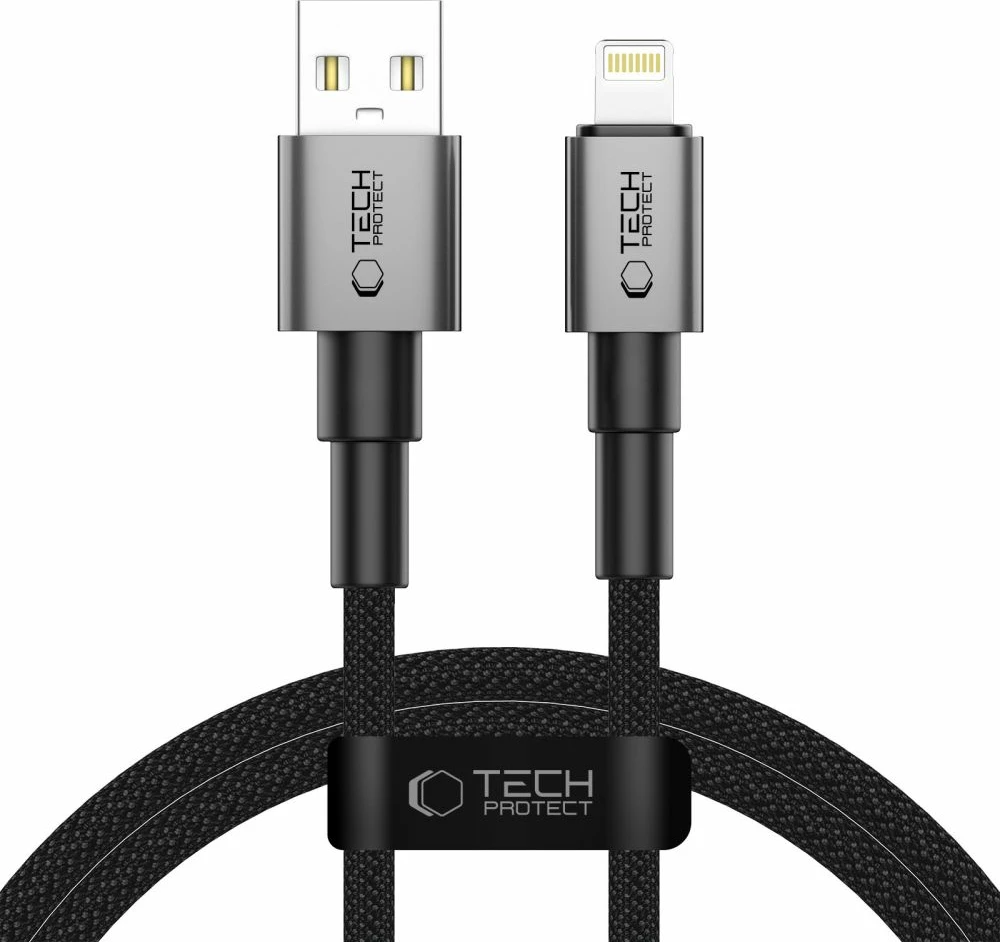 Kabllo karikimi Tech-Protect UltraBoost DNA, USB-A në Lightning, 100 cm, Gri