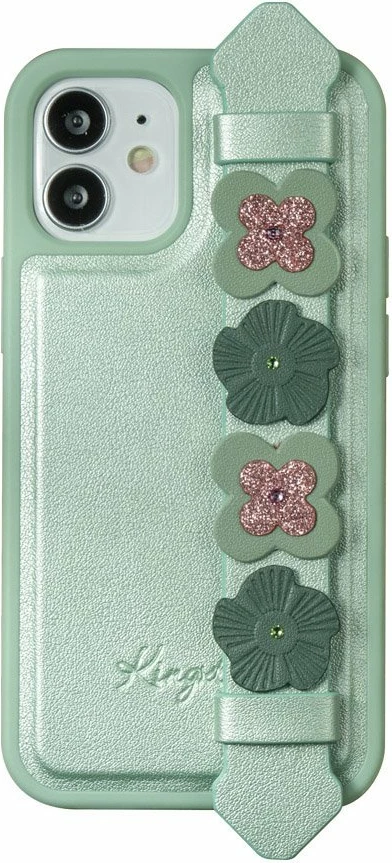 Mbështjellës Kingxbar Sweet Series për iPhone 12 mini, me kristale Swarovski, me dorezë, Jeshil