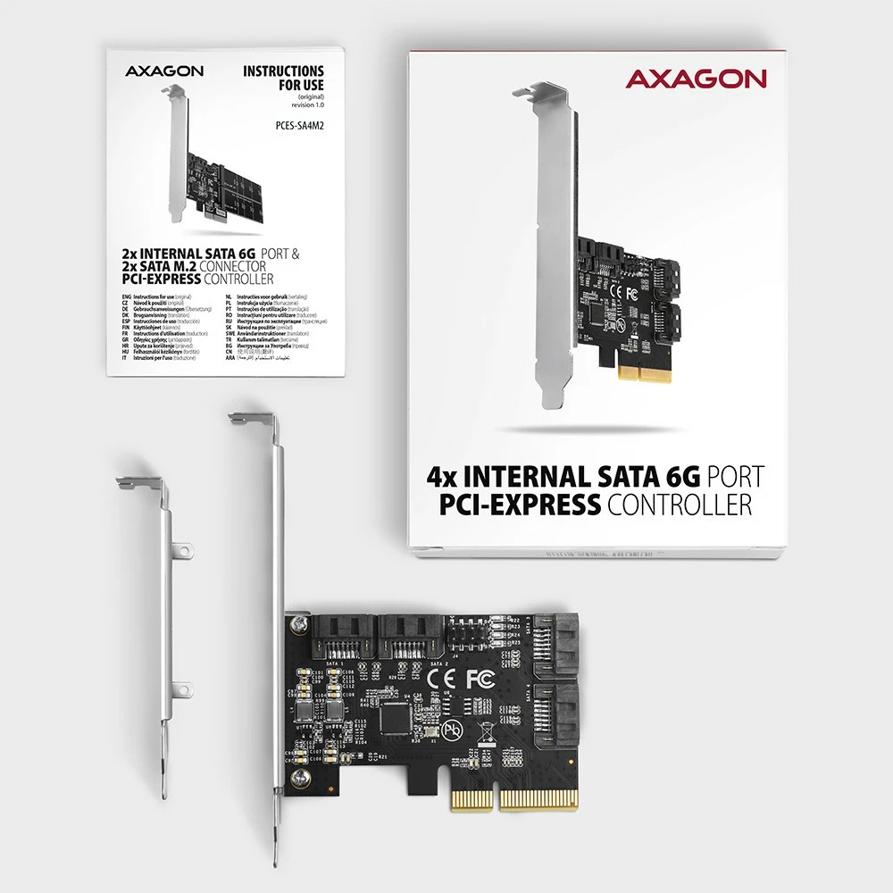 Kartë zgjerimi AXAGON PCES-SA4X4, 4x SATA 6G, PCIe, ASM1164, për kompjuter, e zezë