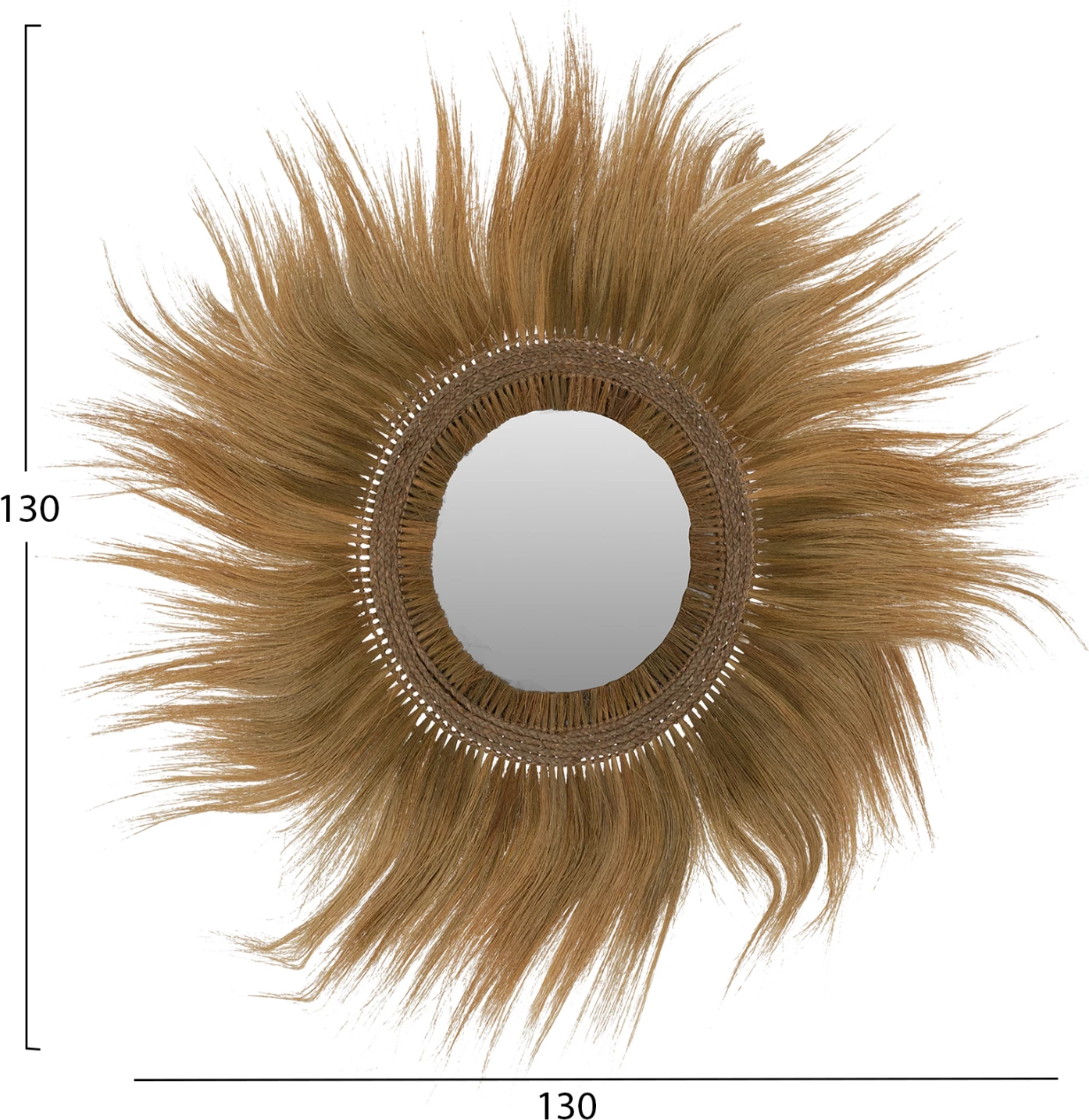 Pasqyrë rrethore, kornizë prej fibrash bari Rayung, ngjyrë e gjelbër, 130x4x130H cm, FH7802