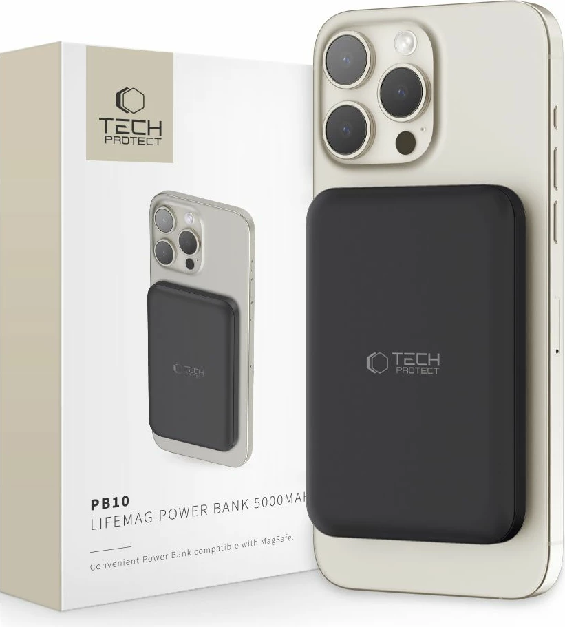 Powerbank Tech-Protect LifeMag PB10, 5000mAh, MagSafe, USB-C, e zezë