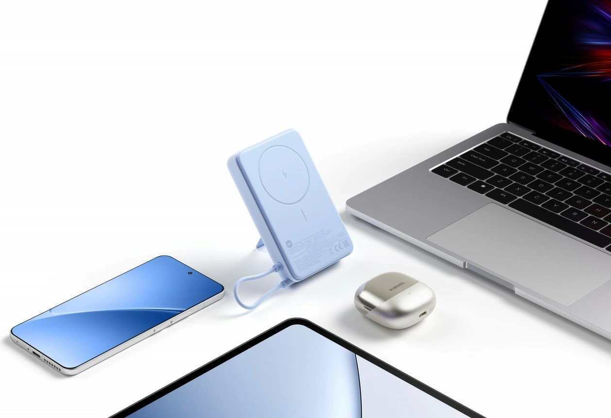 Power bank, Xiaomi, Magnetic 10000 71809, 10000 mAh, deri 33 W, pa tel, 2x USB-C, me stand, blu