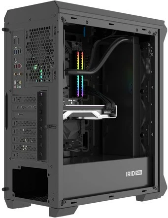 Kasë Natec Genesis Irid 505F, Midi Tower, ATX/Micro ATX/Mini ITX, 5 ventilatorë, Dritare xhami, E zezë