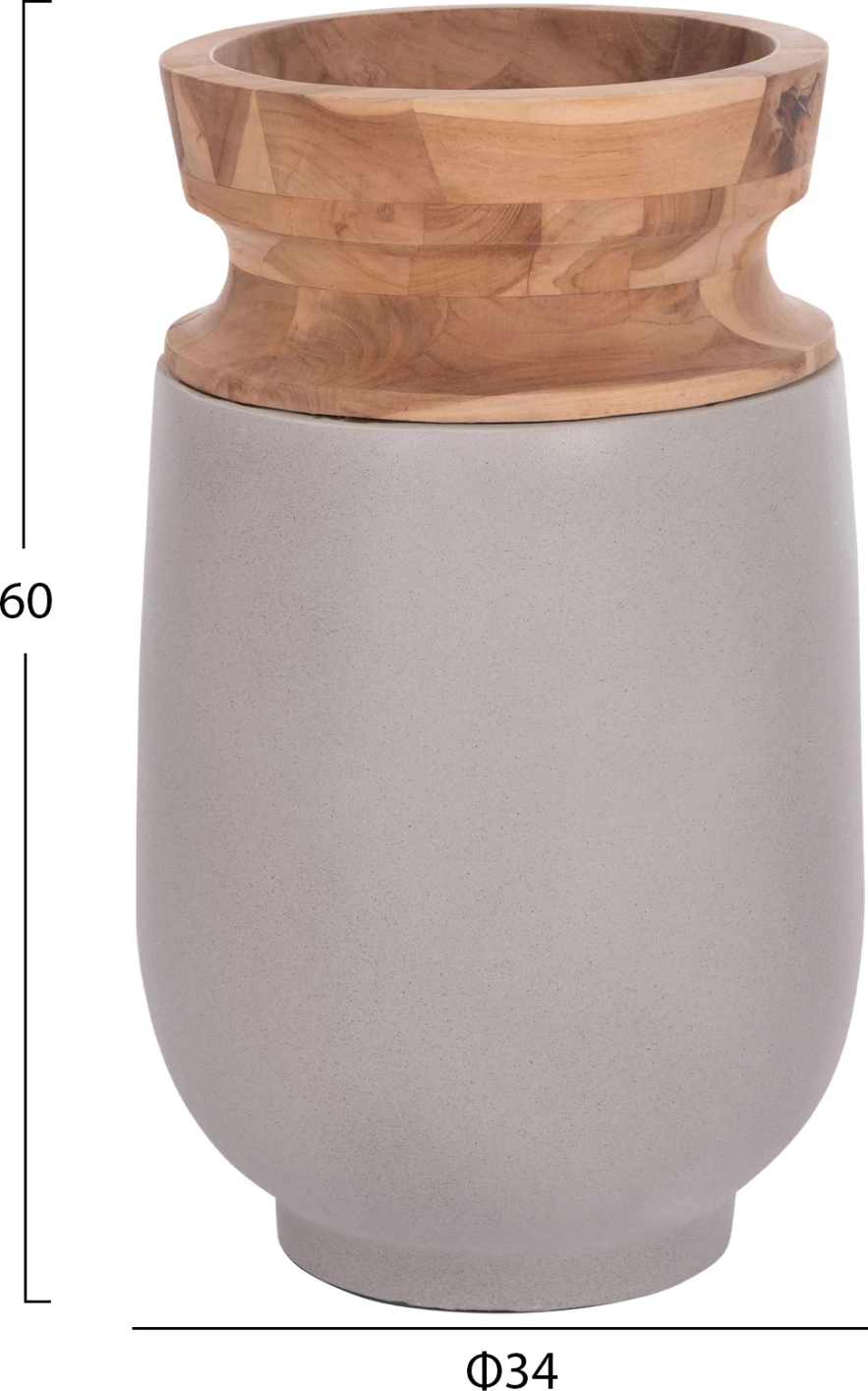 Vazo dekorative për dysheme, LINTER FH4662.03S, fibër-cement, ngjyrë gri, dru tik, 34x60cm