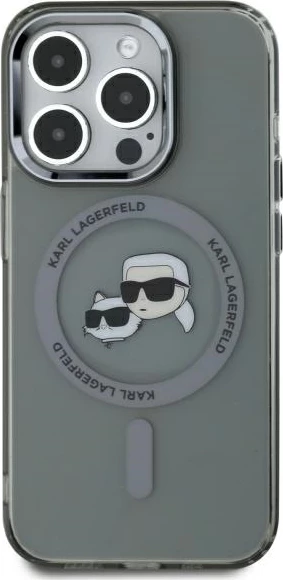 Mbështjellës Karl Lagerfeld KLHMP15LHLSKCK për iPhone 15 Pro 6.1", hardcase, MagSafe, zi