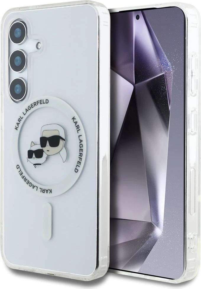 Mbështjellës Karl Lagerfeld për Samsung Galaxy S25, MagSafe, i bardhë