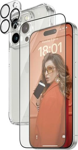 Mbështjellës PanzerGlass 3in1 set për iPhone 15 Pro Max, transparent