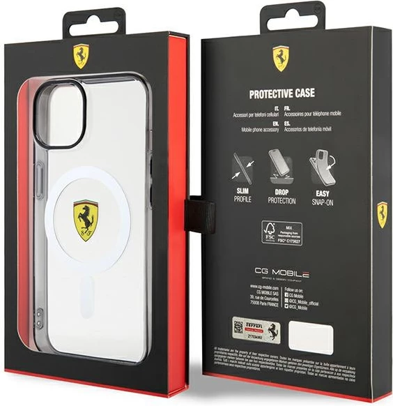 Mbështjellës Ferrari FEHMP14MURKT për iPhone 14 Plus 6.7", MagSafe, Transparent