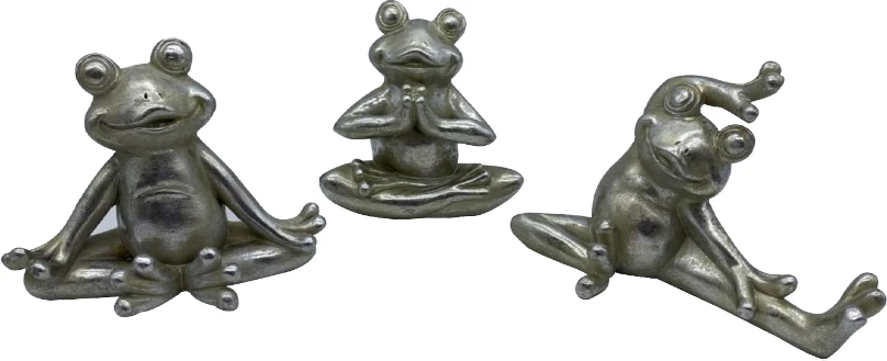 Set dekorativ bretkosash, 3 copë, polirezine, ngjyrë argjendi, 16x8x11 cm