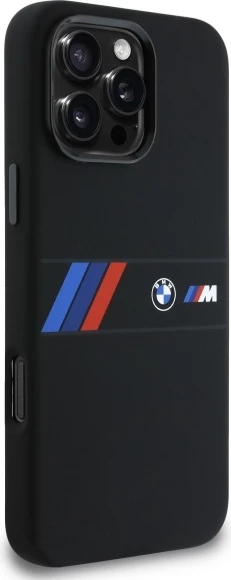 Mbështjellës BMW Silicone Middle Stripe MagSafe për iPhone 16 Pro Max, i zi