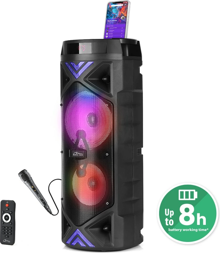 Altoparlant portativ Media-Tech FUNBOX KEG PRO MT3182 me Bluetooth, Karaoke, LED, i zi