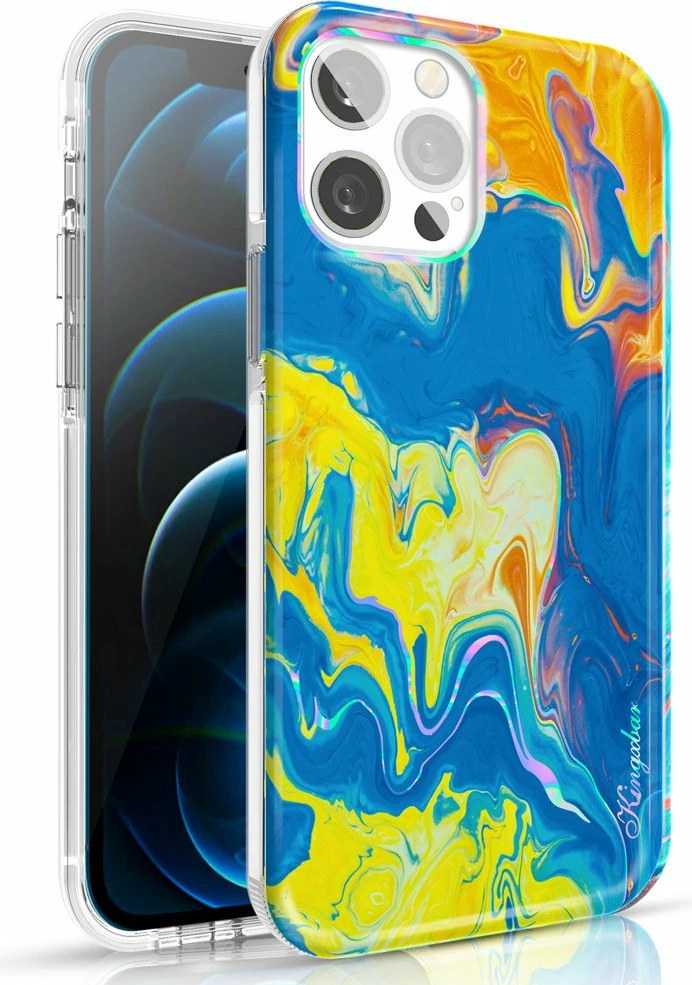 Mbështjellës Kingxbar Watercolor Series për iPhone 12 Pro Max, verdhë/blu