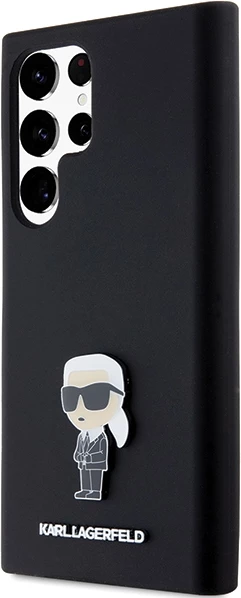Mbështjellës Karl Lagerfeld Silicone Ikonik Metal Pin për Samsung Galaxy S23 Ultra, i zi
