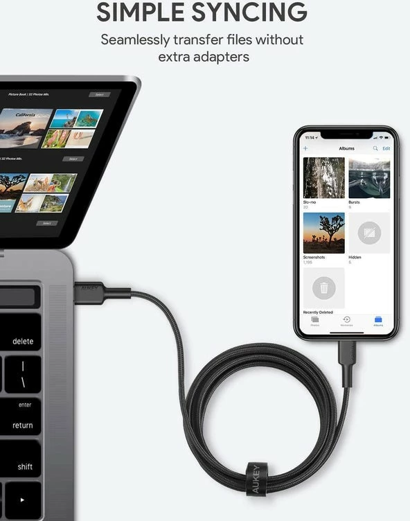 Kabllo AUKEY CB-CL03, Lightning në USB Type-C, 2m, e zezë